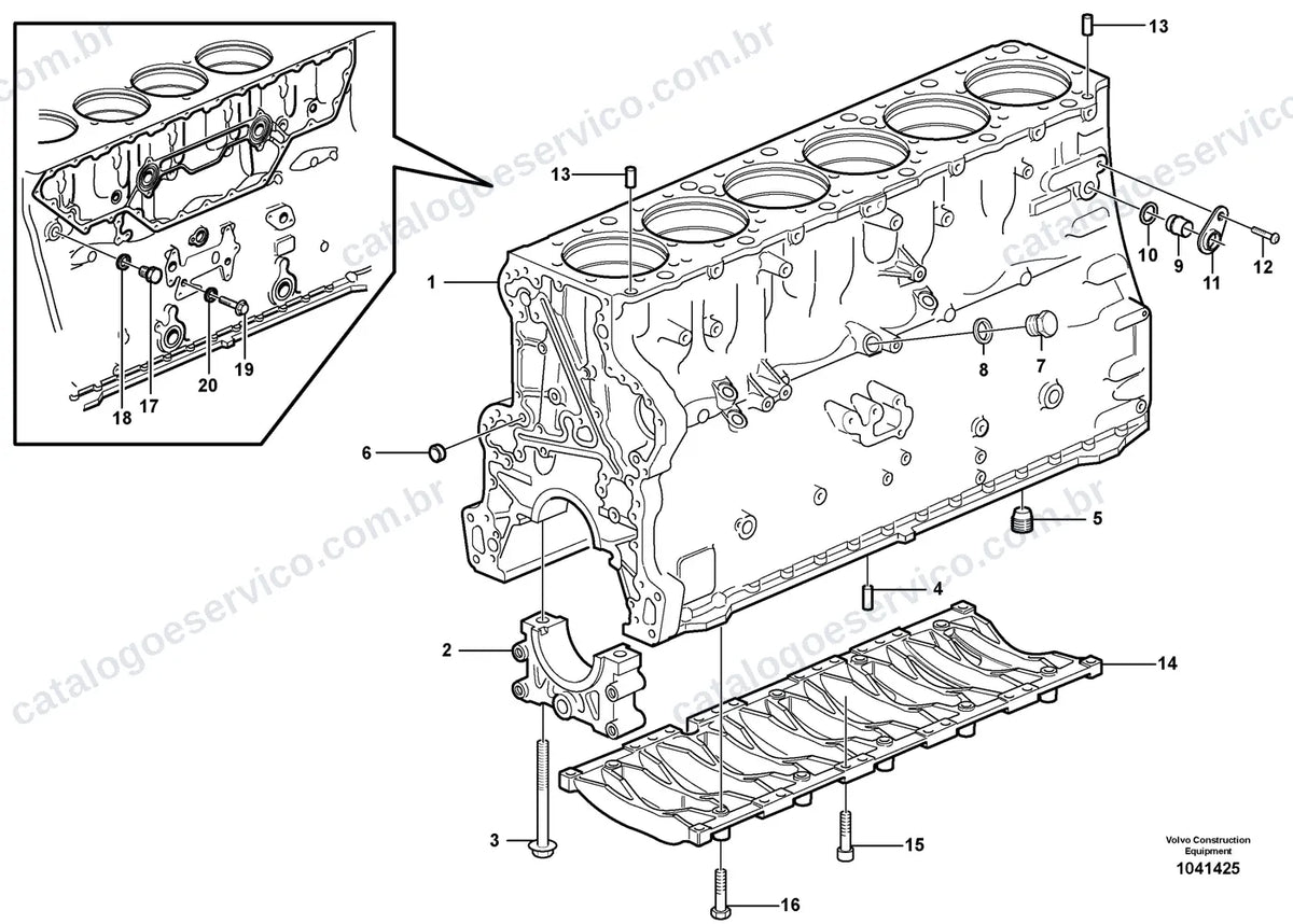 Vista explodida – motor – Catálogo de Peças Volvo PL4608