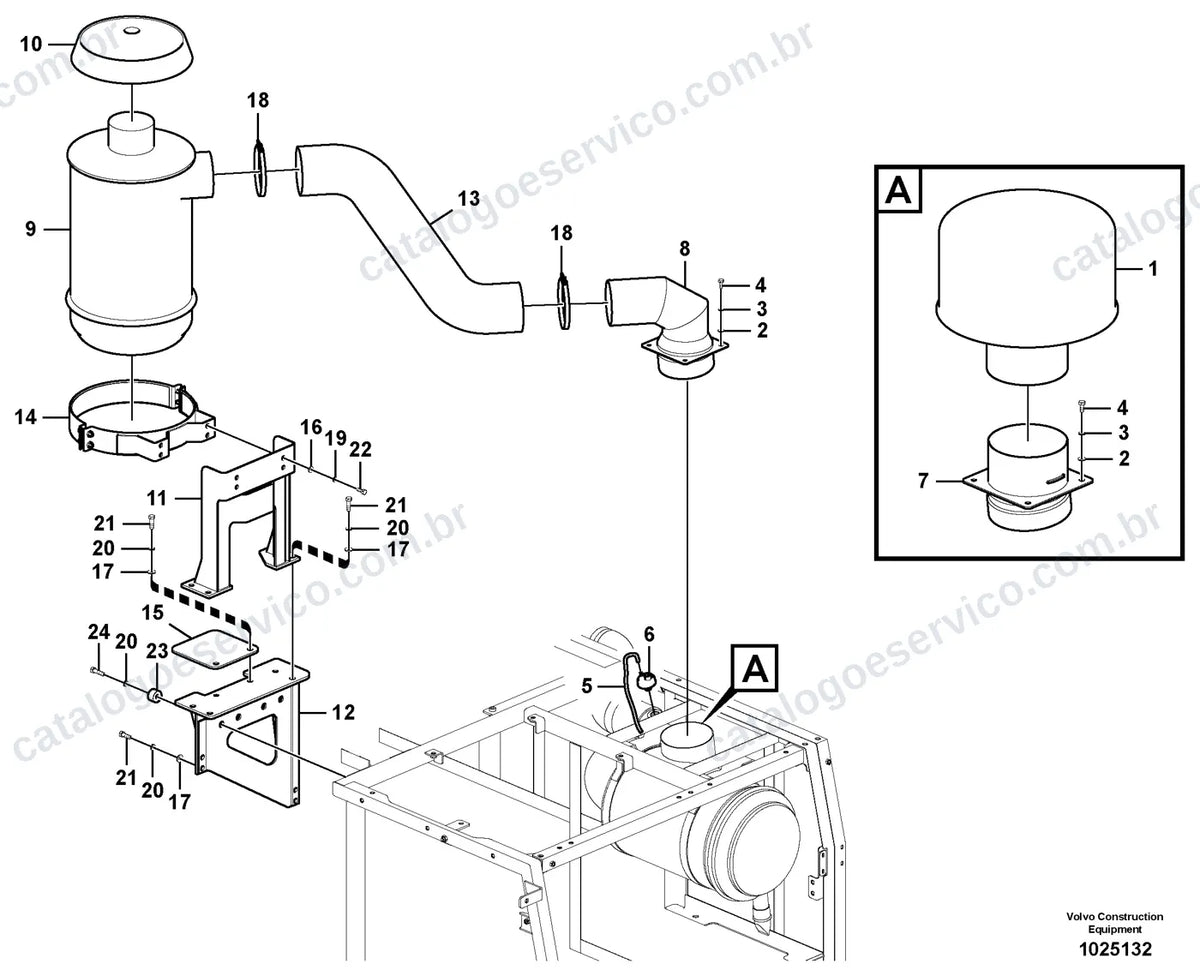 Vista explodida – motor – Catálogo de Peças Volvo PL4608