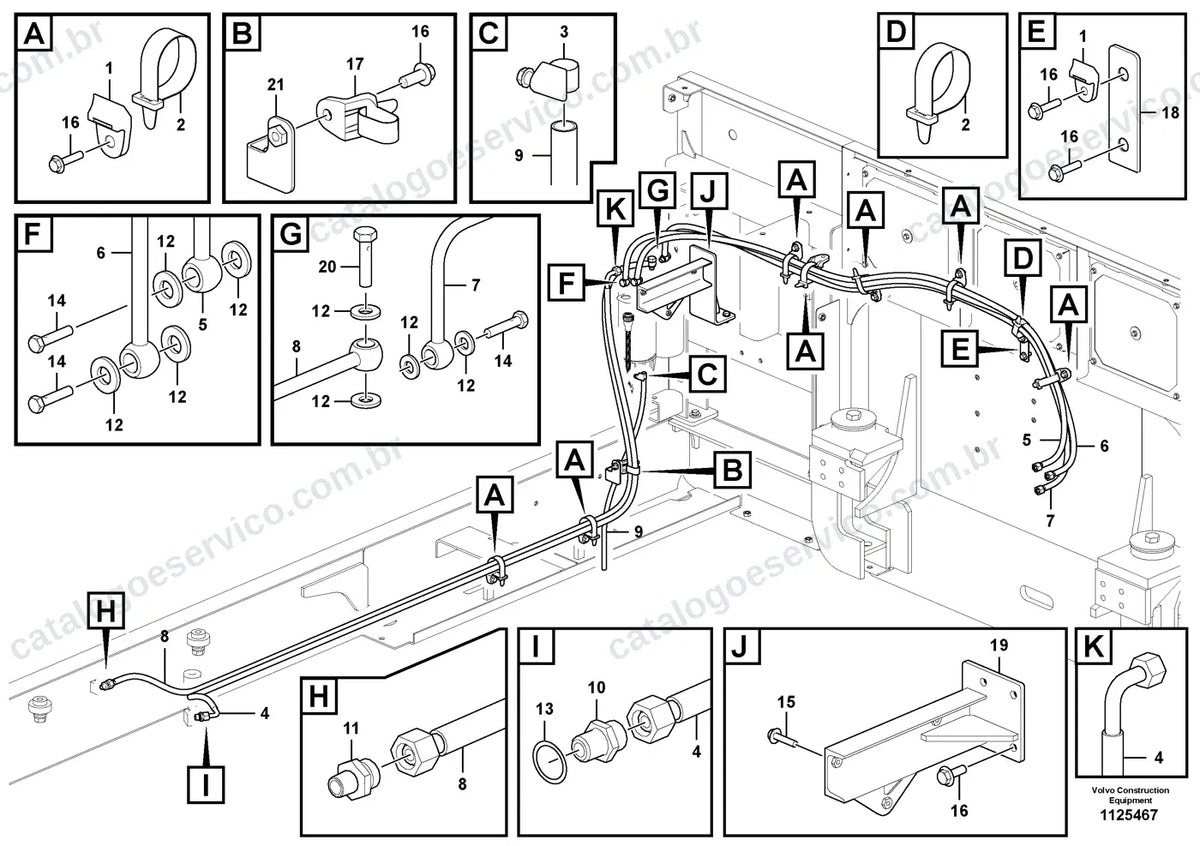 Vista explodida – motor – Catálogo de Peças Volvo PL4809E