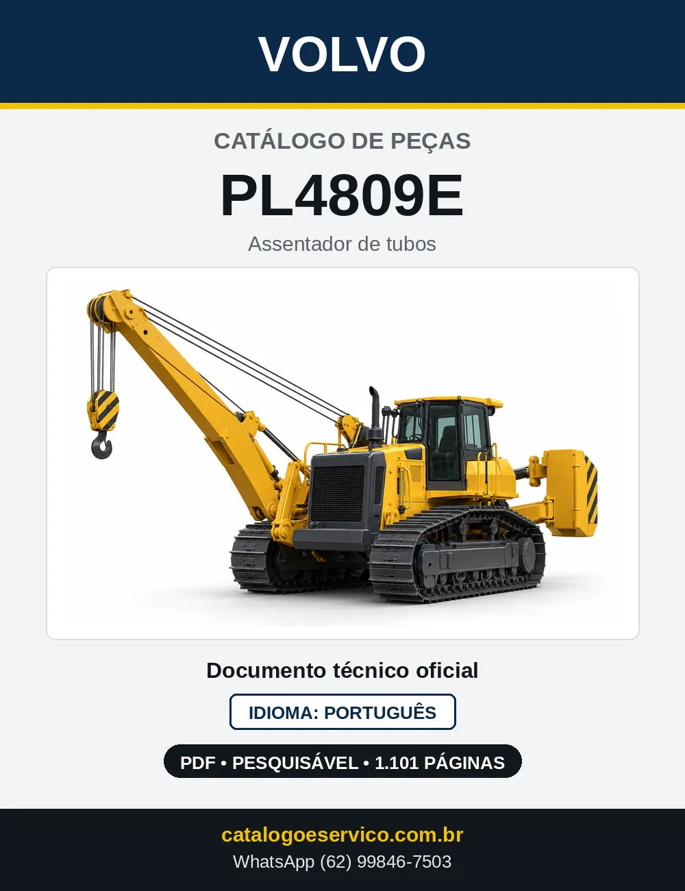 Capa do Catálogo de Peças Volvo PL4809E – assentador de tubos