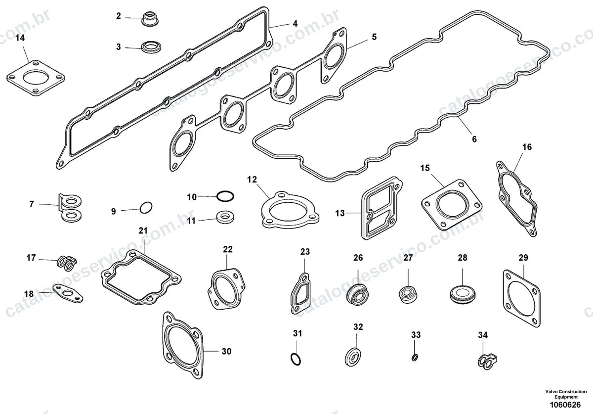 Vista explodida – motor – Catálogo de Peças Volvo PT125C
