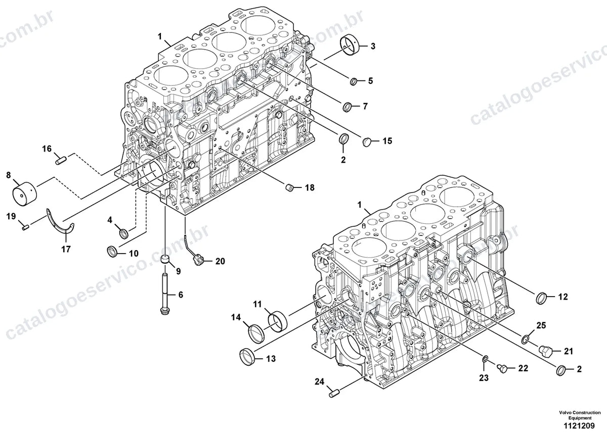 Vista explodida – motor – Catálogo de Peças Volvo PT220C