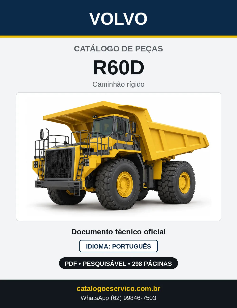 Capa do Catálogo de Peças Volvo R60D – caminhão rígido