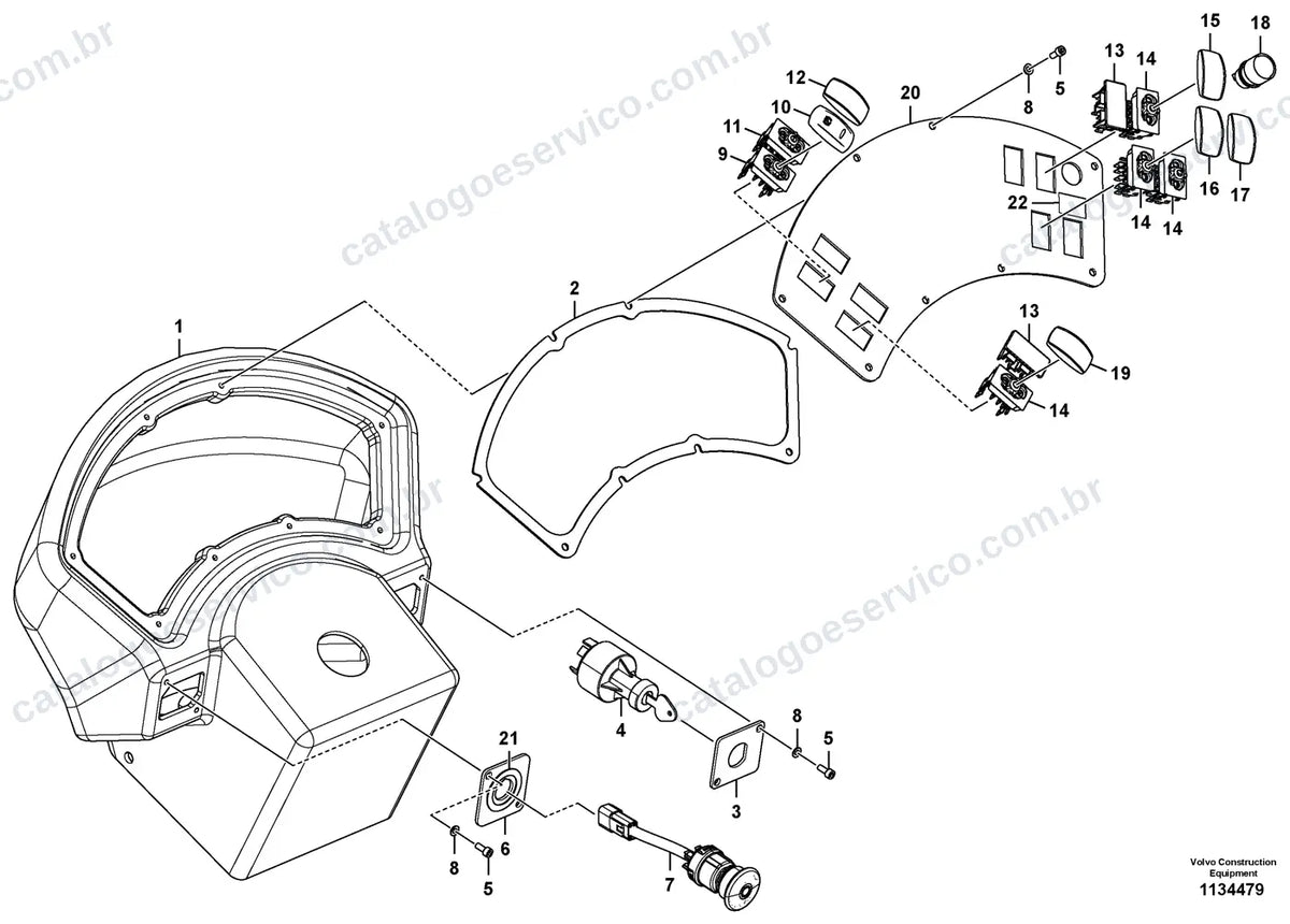 Vista explodida – sistema elétrico e eletrônico – Catálogo de Peças Volvo SD120C
