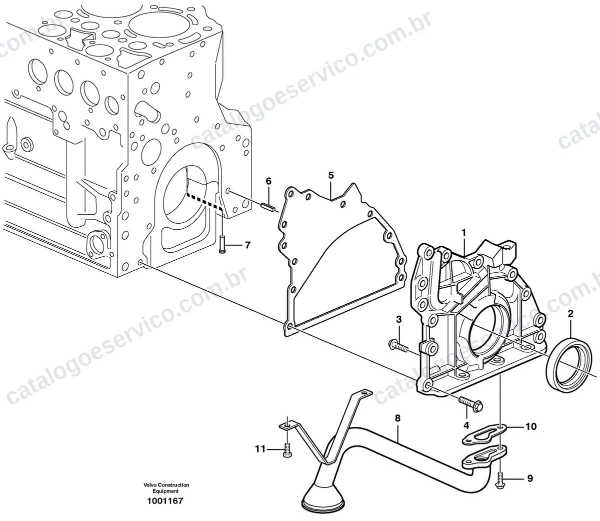 Vista explodida – motor – Catálogo de Peças Volvo SD160B