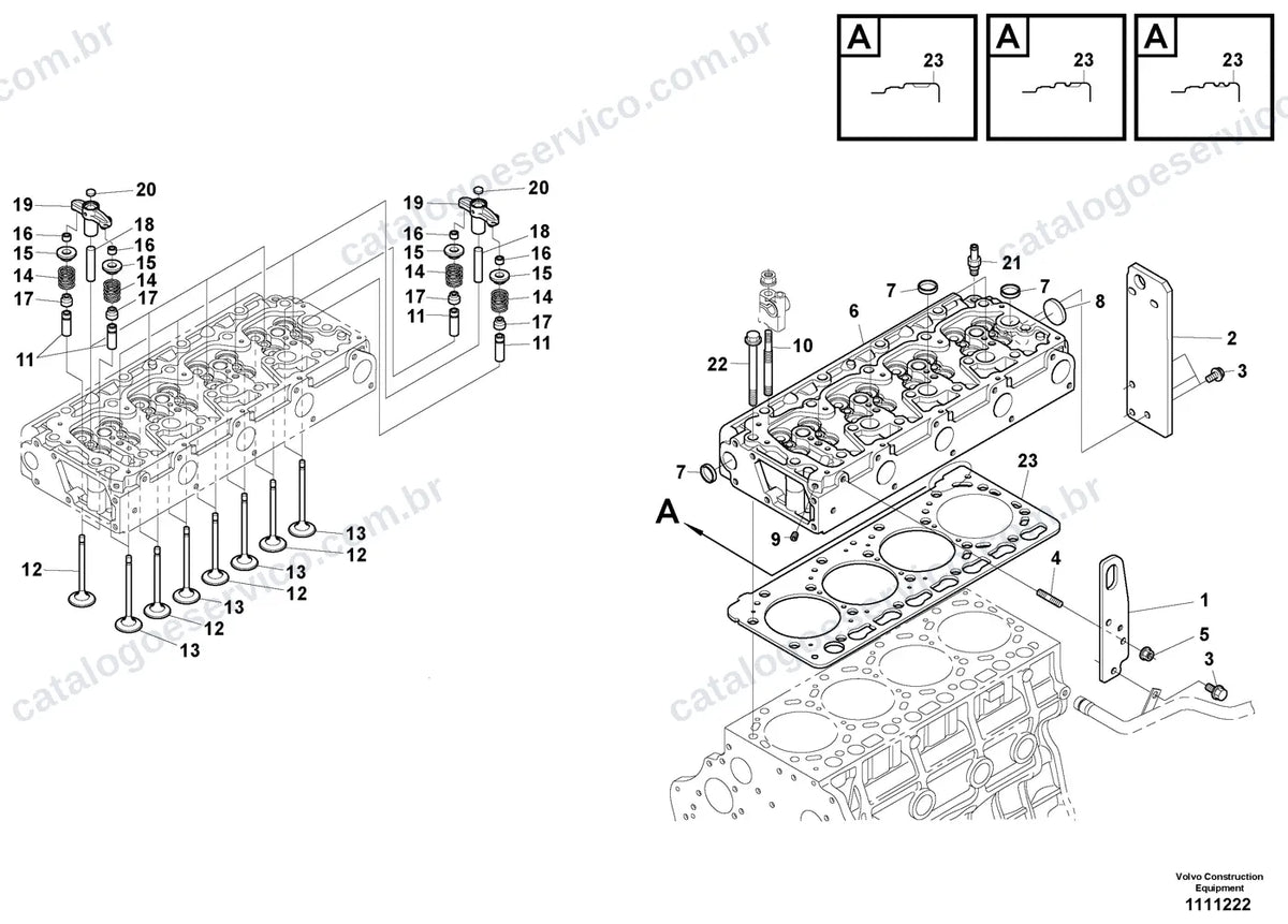 Vista explodida – motor – Catálogo de Peças Volvo SD75B2