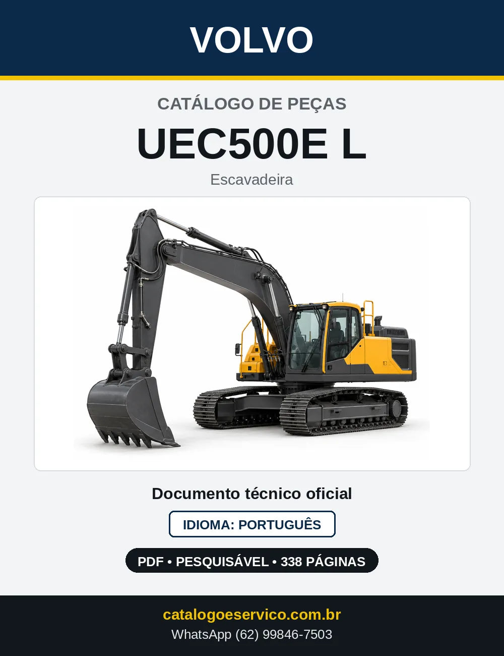 Capa do Catálogo de Peças Volvo UEC500E L – escavadeira
