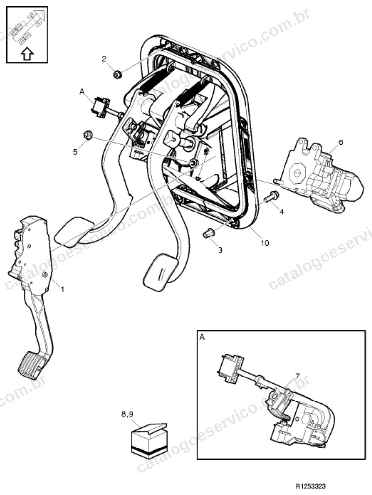 Vista explodida – motor com suporte ou coxim e equipamento – Catálogo de Peças Volvo VM 280