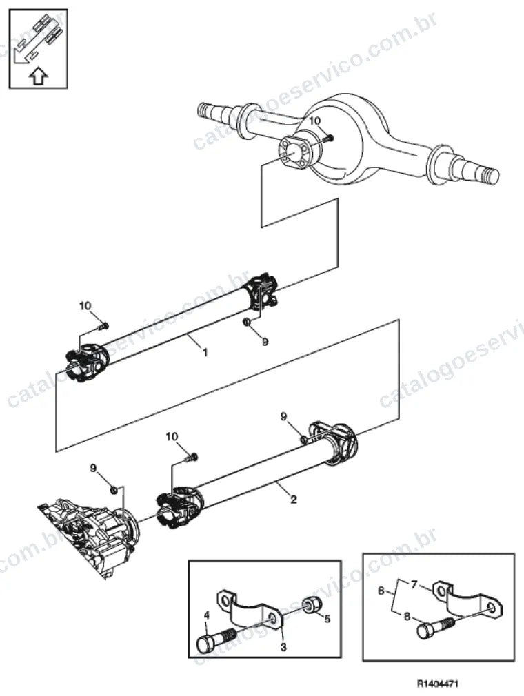 Vista explodida – transmissão – Catálogo de Peças Volvo VM 330