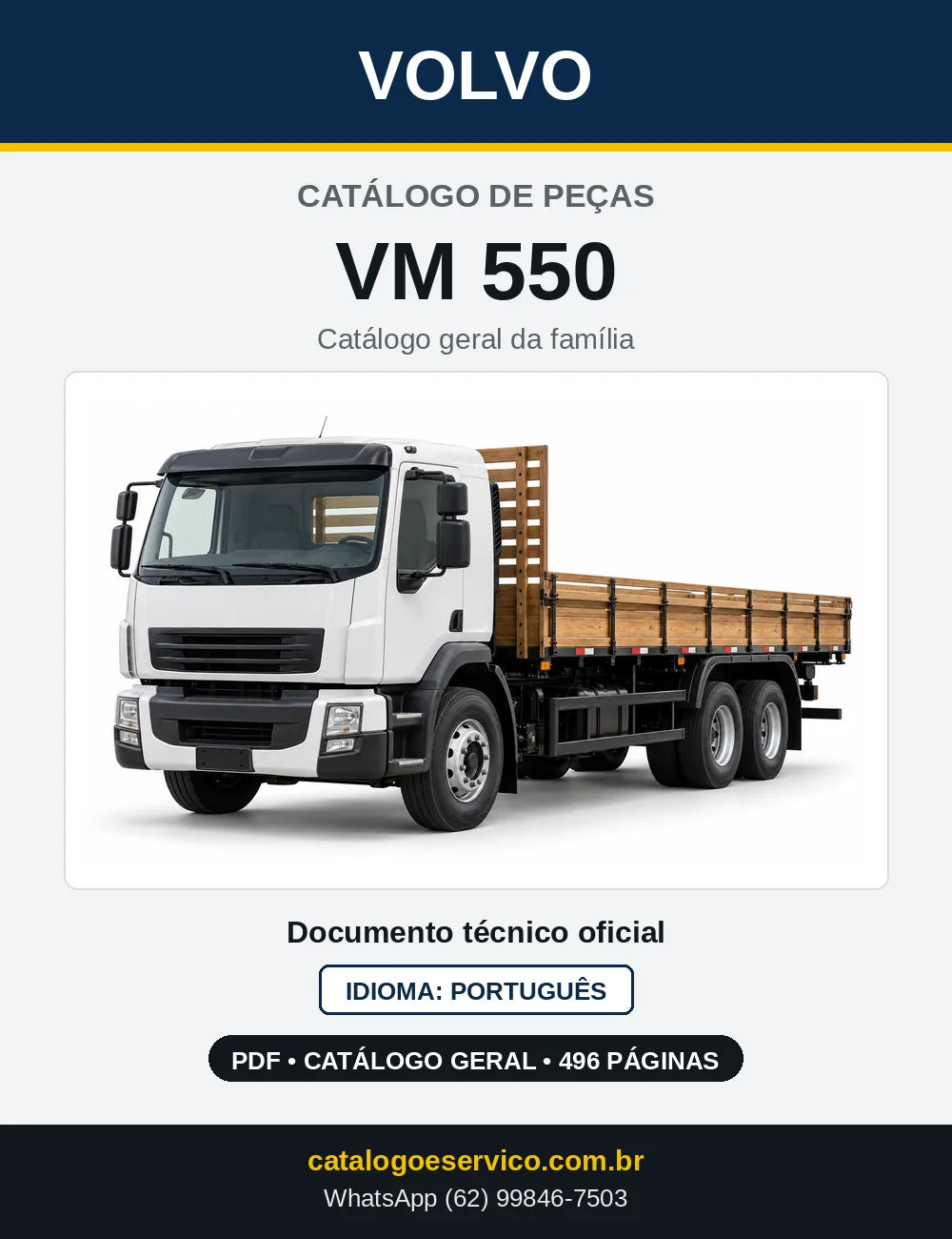 Capa do Catálogo de Peças Volvo VM 550 – caminhão