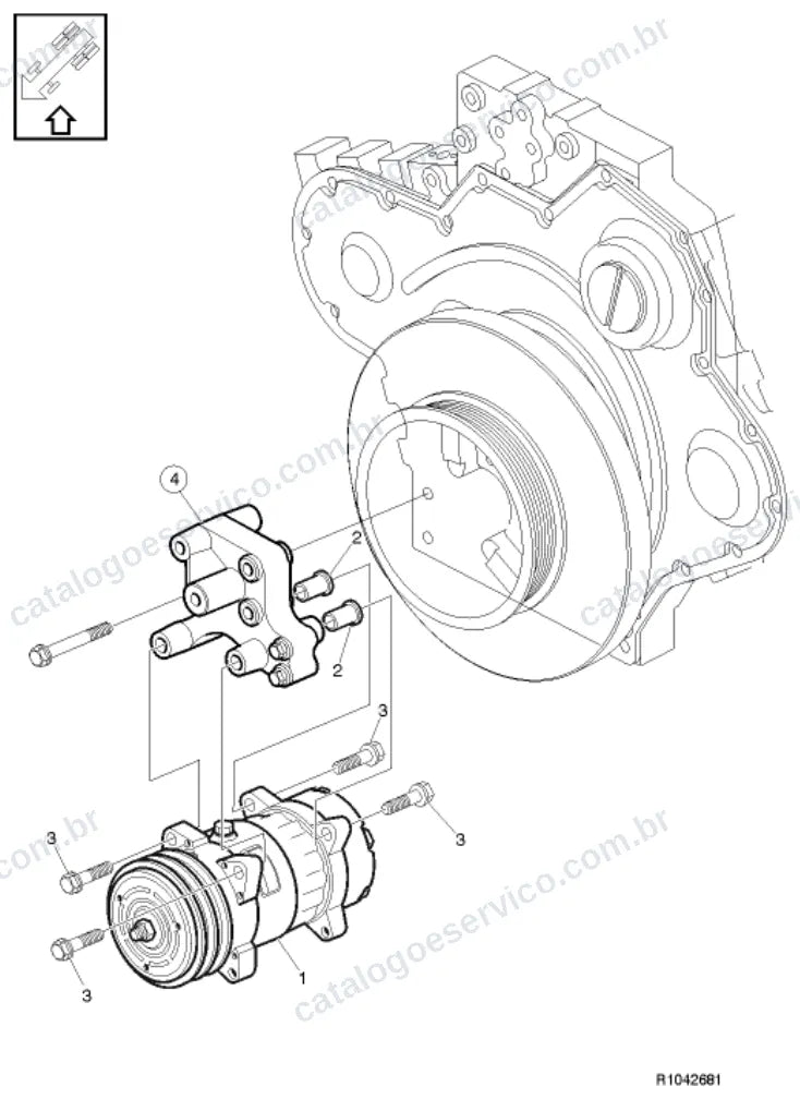 Vista explodida – carroceria, cabina e interior – Catálogo de Peças Volvo VM23D62R