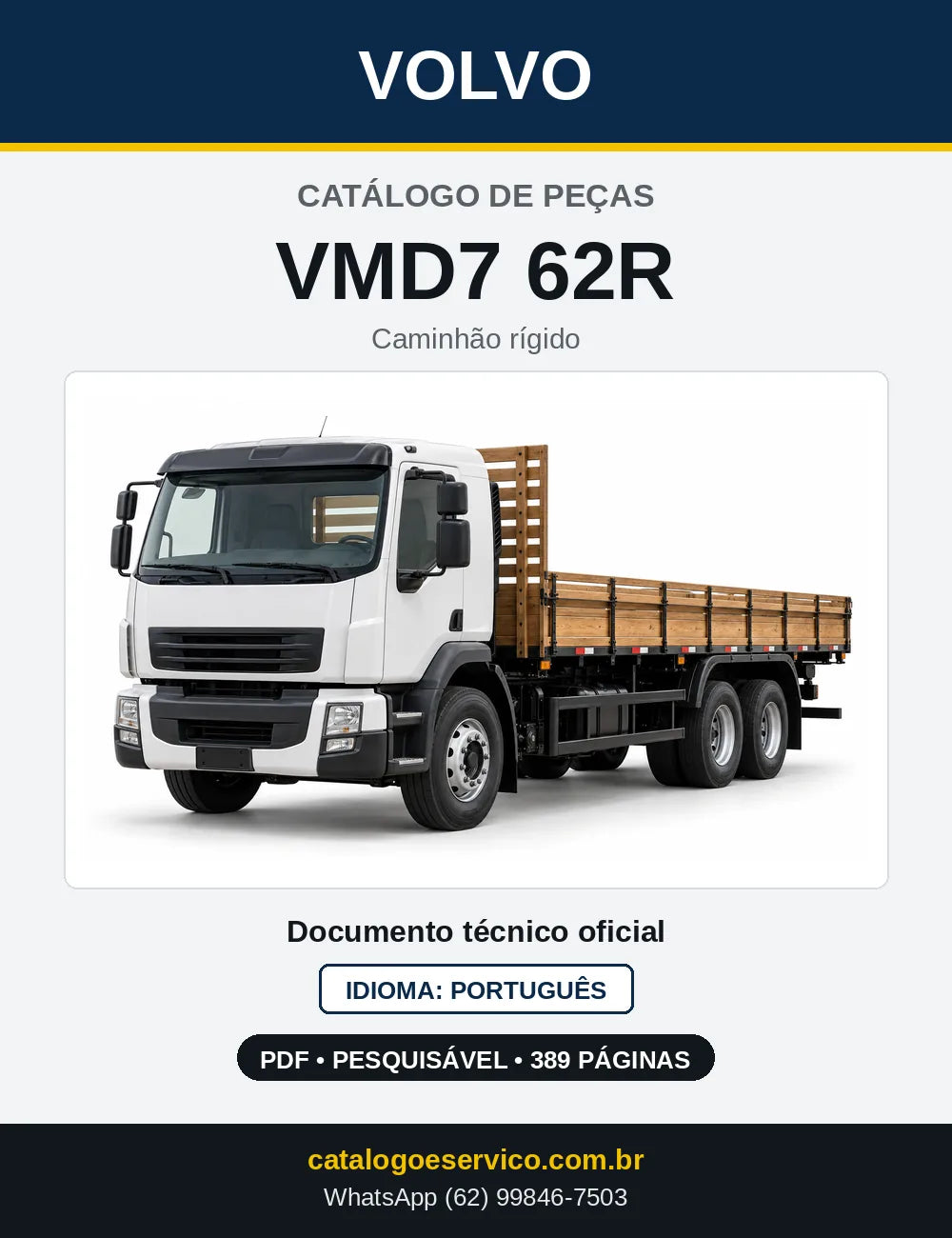 Capa do Catálogo de Peças Volvo VMD7 62R – caminhão