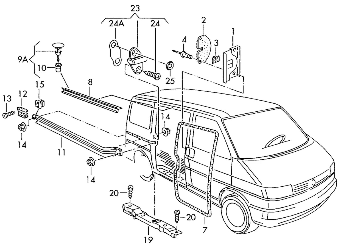 Vista explodida 3 do catálogo de peças VW Caravelle / Eurovan