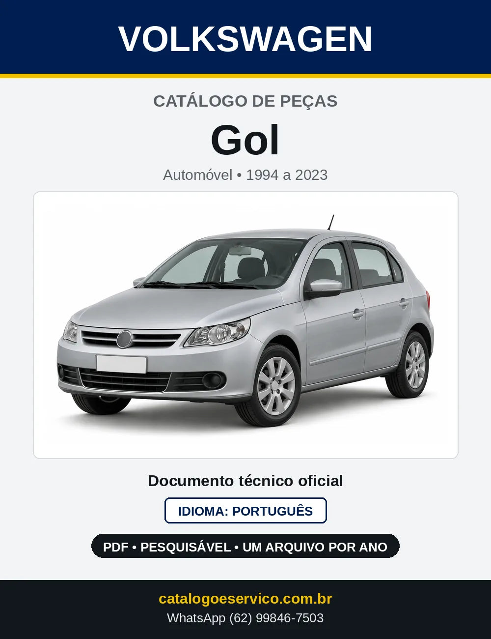 Catálogo de Peças VW Gol (1994 a 2023) — capa