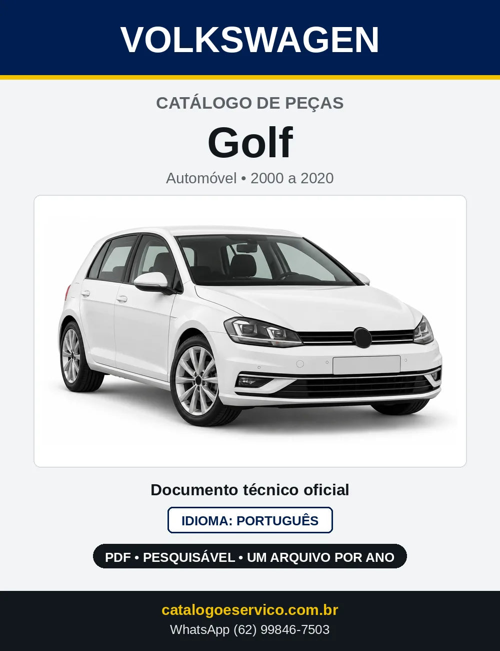 Catálogo de Peças VW Golf (2000 a 2020) — capa