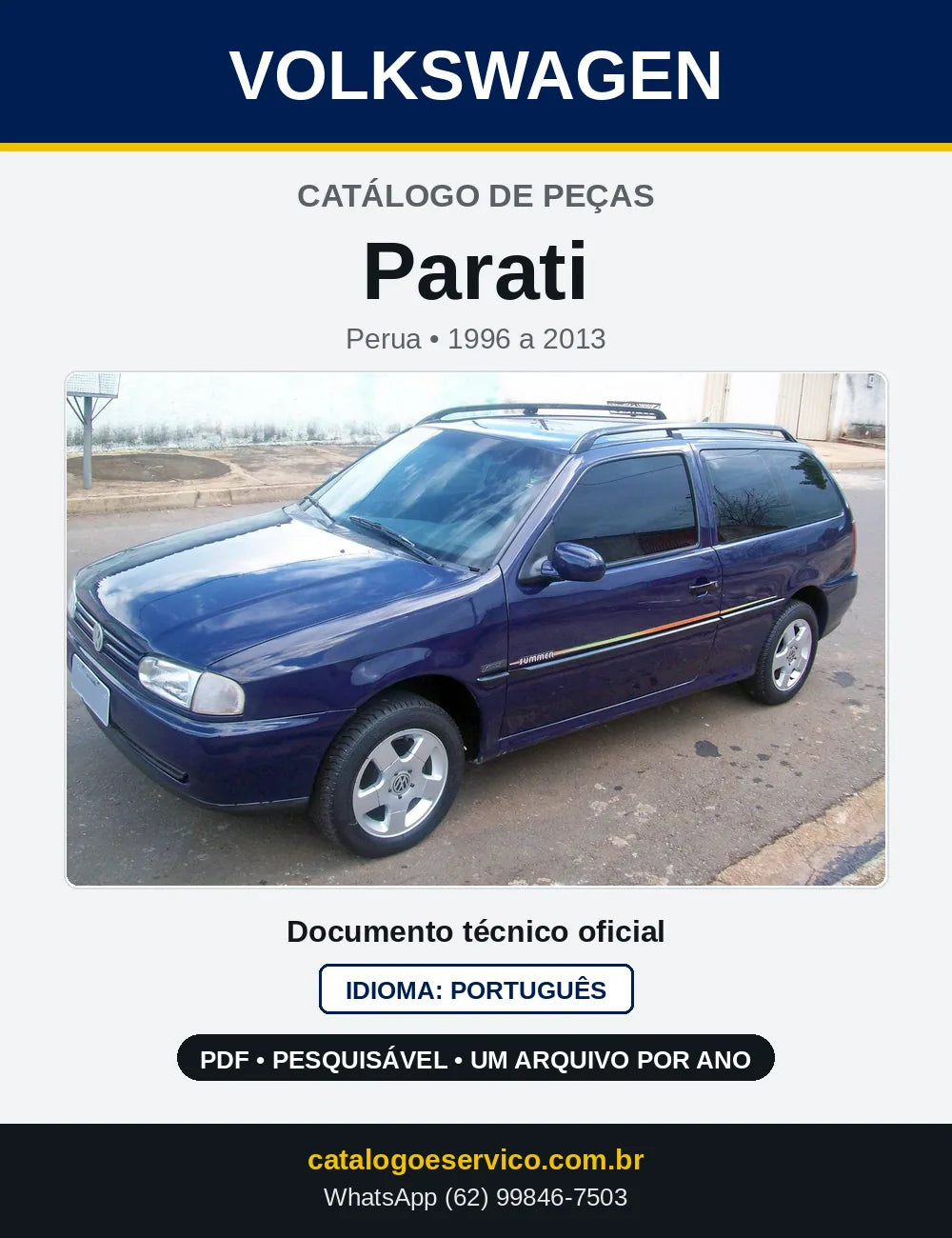 Catálogo de Peças VW Parati (1996 a 2013) — capa
