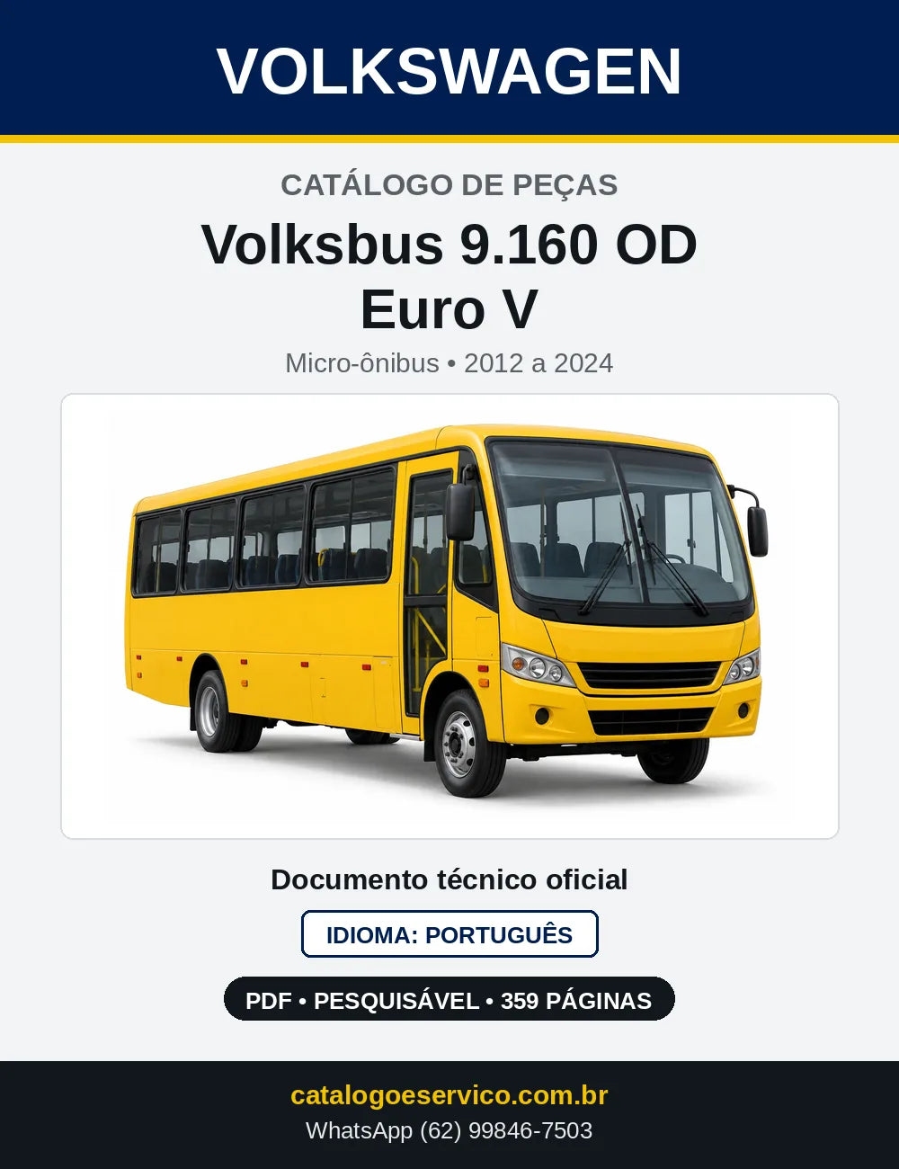 Catálogo de Peças VW Volksbus 9.160 OD Micro-ônibus Euro V (2012 a 2024) — capa