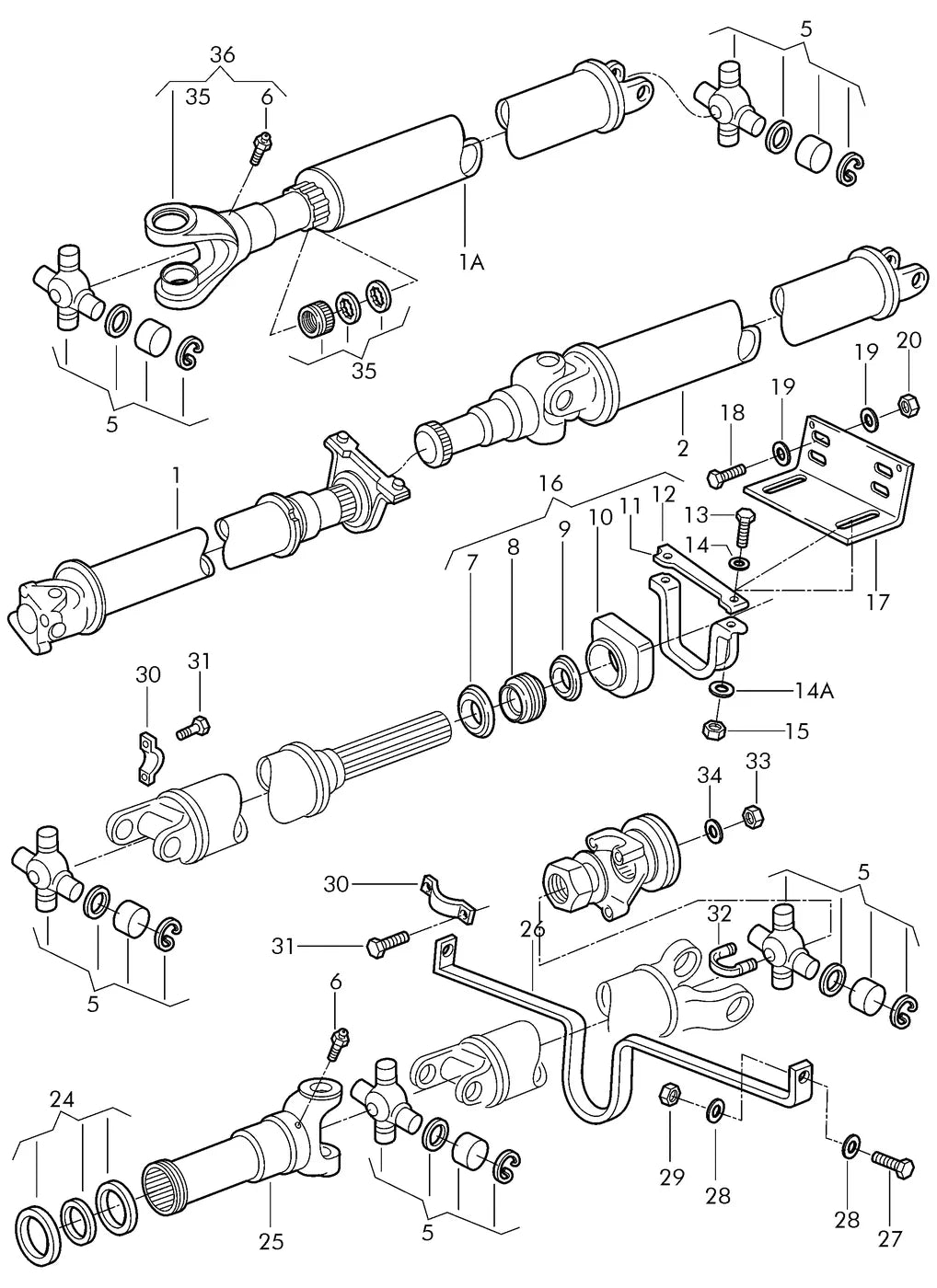 Vista explodida 2 do catálogo de peças VW Worker 7.110