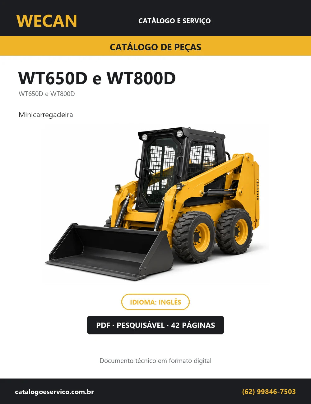 Capa do Catálogo de Peças Wecan WT650D e WT800D — minicarregadeira, 42 páginas em PDF