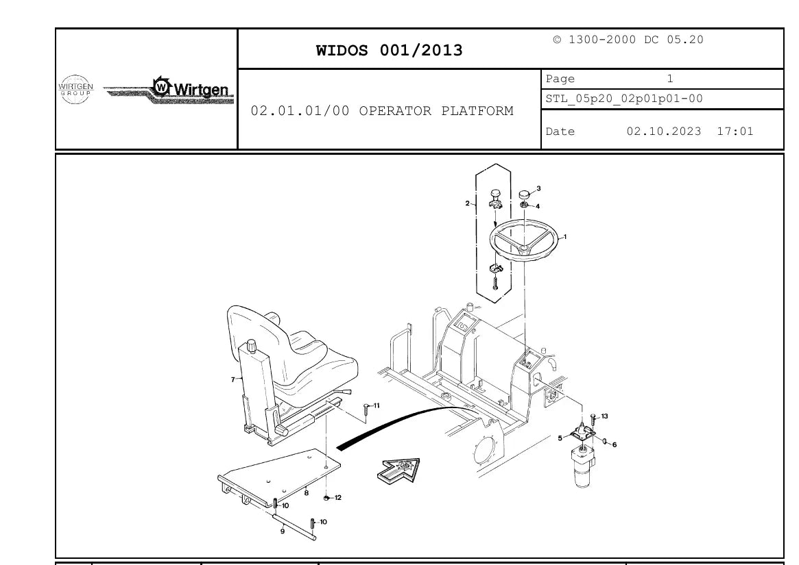 Catálogo de Peças WIRTGEN 1300-2000 DC — vista interna 1