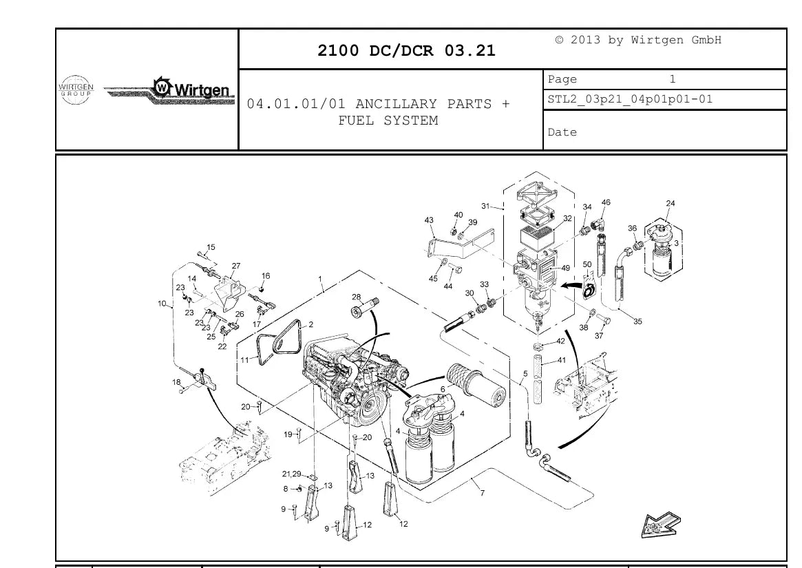 Catálogo de Peças WIRTGEN 2100 DC/DCR — vista interna 1