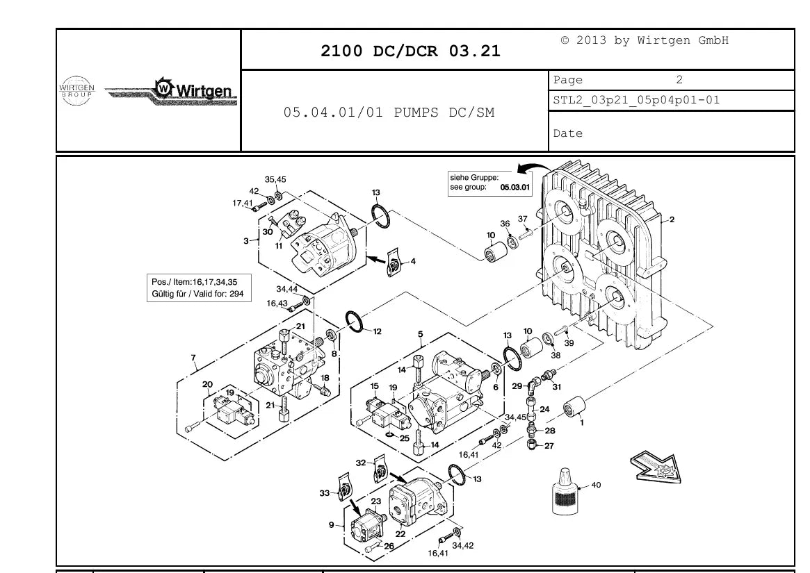 Catálogo de Peças WIRTGEN 2100 DC/DCR — vista interna 2