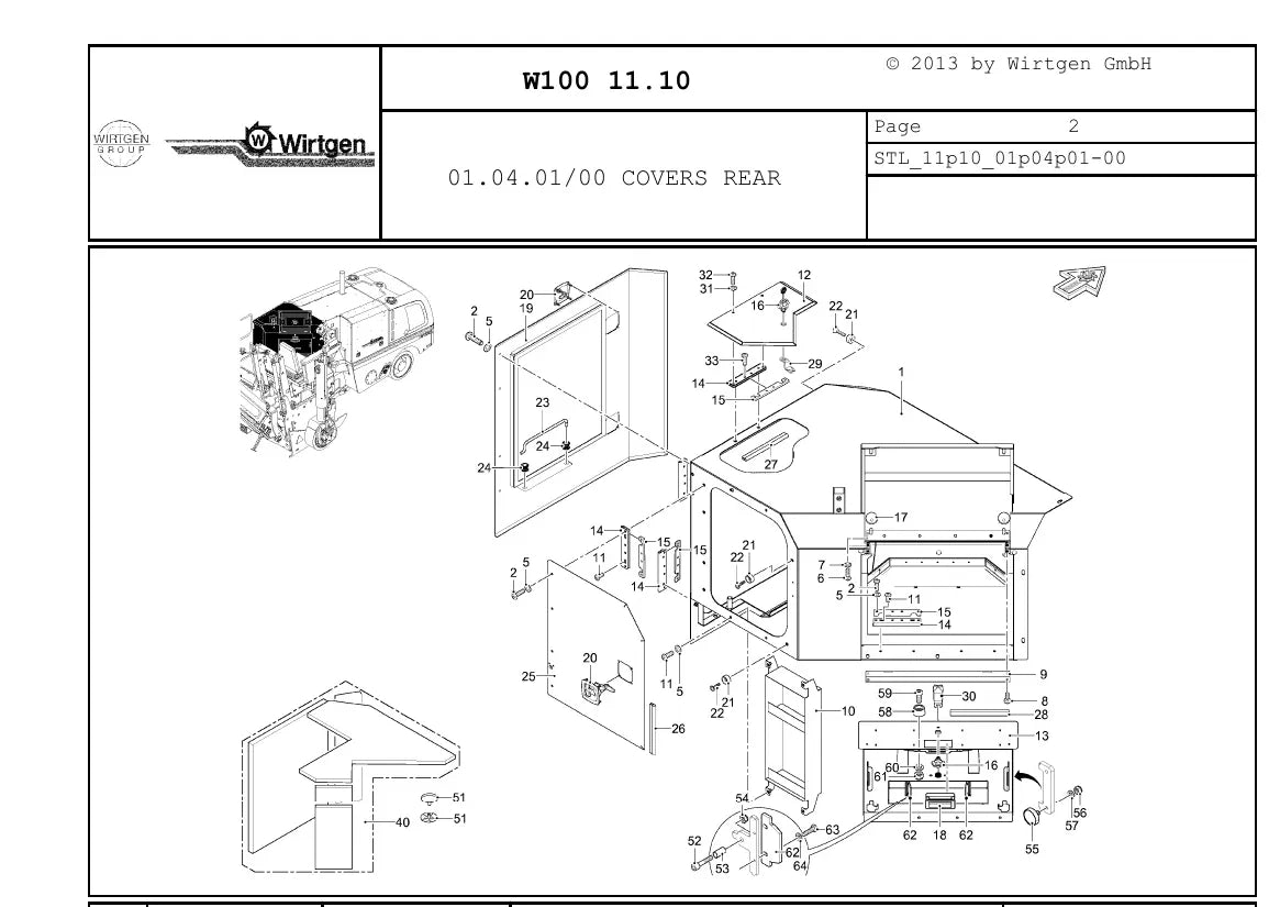 Catálogo de Peças WIRTGEN W 100 — vista interna 1