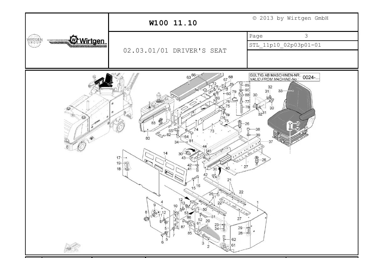 Catálogo de Peças WIRTGEN W 100 — vista interna 2