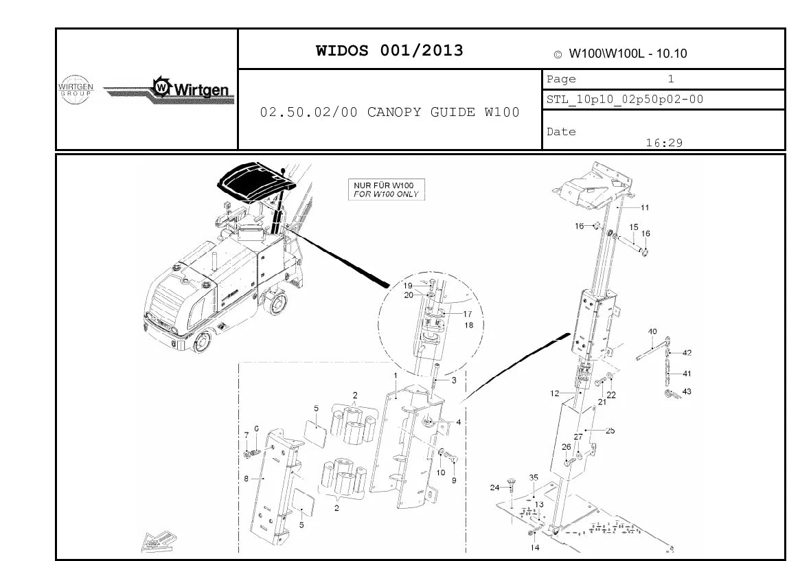 Catálogo de Peças WIRTGEN W 100 / W 100 L — vista interna 1