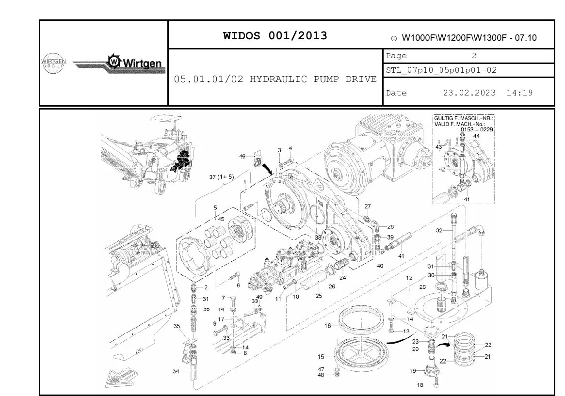 Catálogo de Peças WIRTGEN W 1000 F / W 1200 F / W 1300 F — vista interna 1