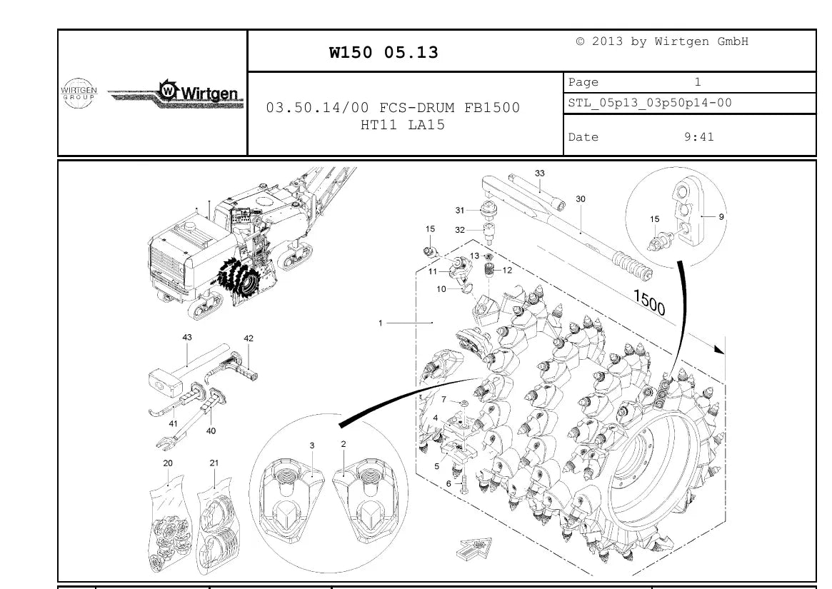 Catálogo de Peças WIRTGEN W 150 — vista interna 1