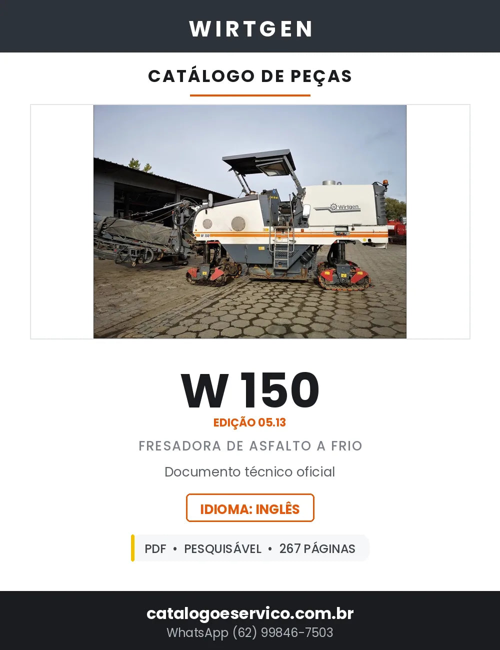 Catálogo de Peças WIRTGEN W150 Fresadora de Asfalto a Frio — 267 Páginas em PDF — capa