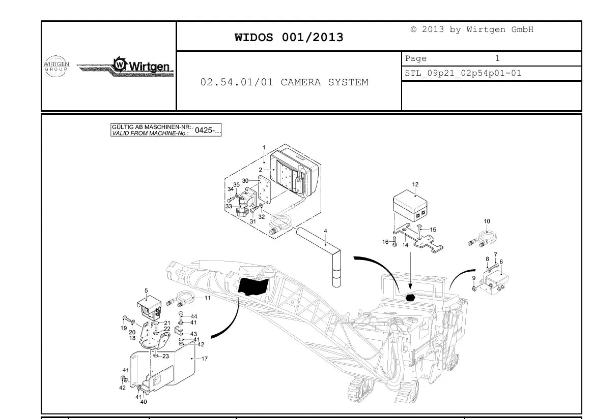 Catálogo de Peças WIRTGEN W 2100 — vista interna 1