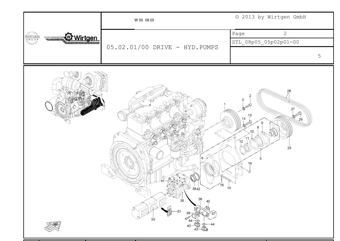 Catálogo de Peças WIRTGEN W 50 — vista interna 1