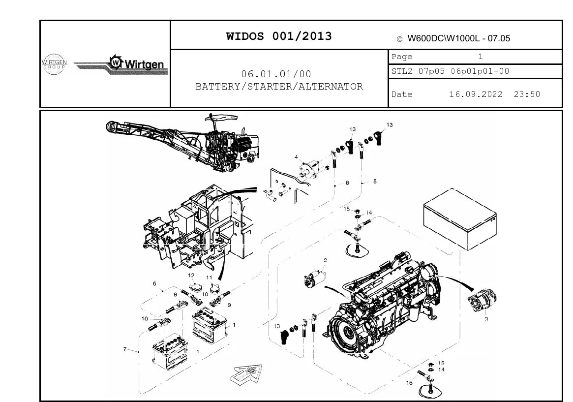 Catálogo de Peças WIRTGEN W600 DC / W1000L — vista interna 1