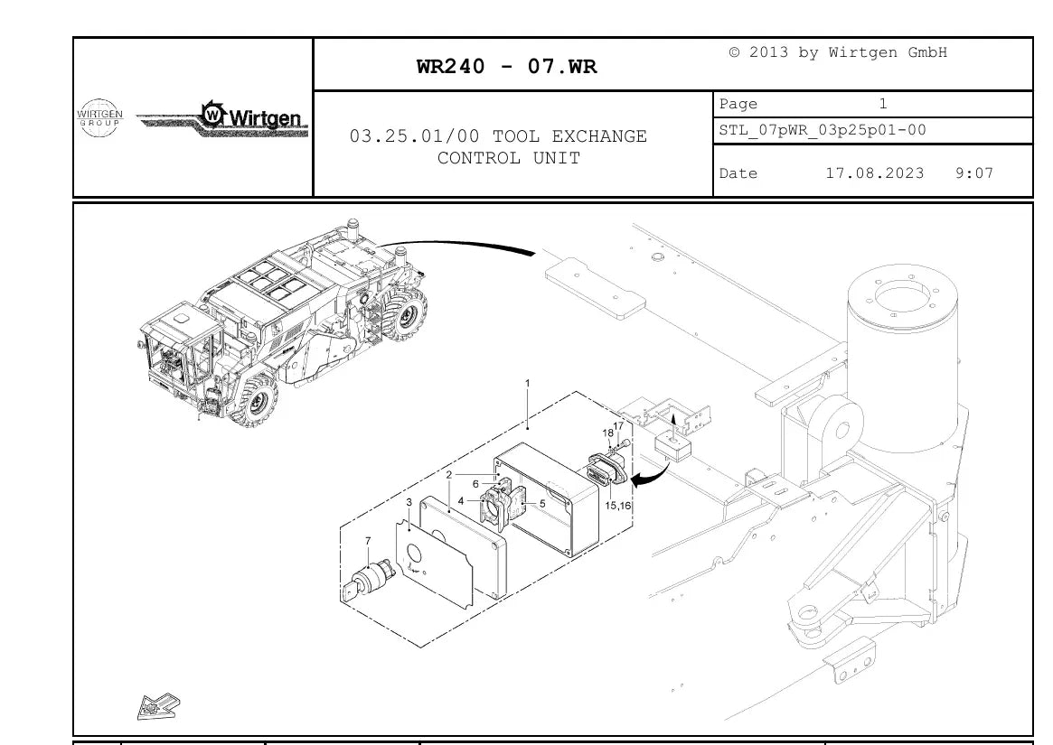 Catálogo de Peças WIRTGEN WR 240 — vista interna 1