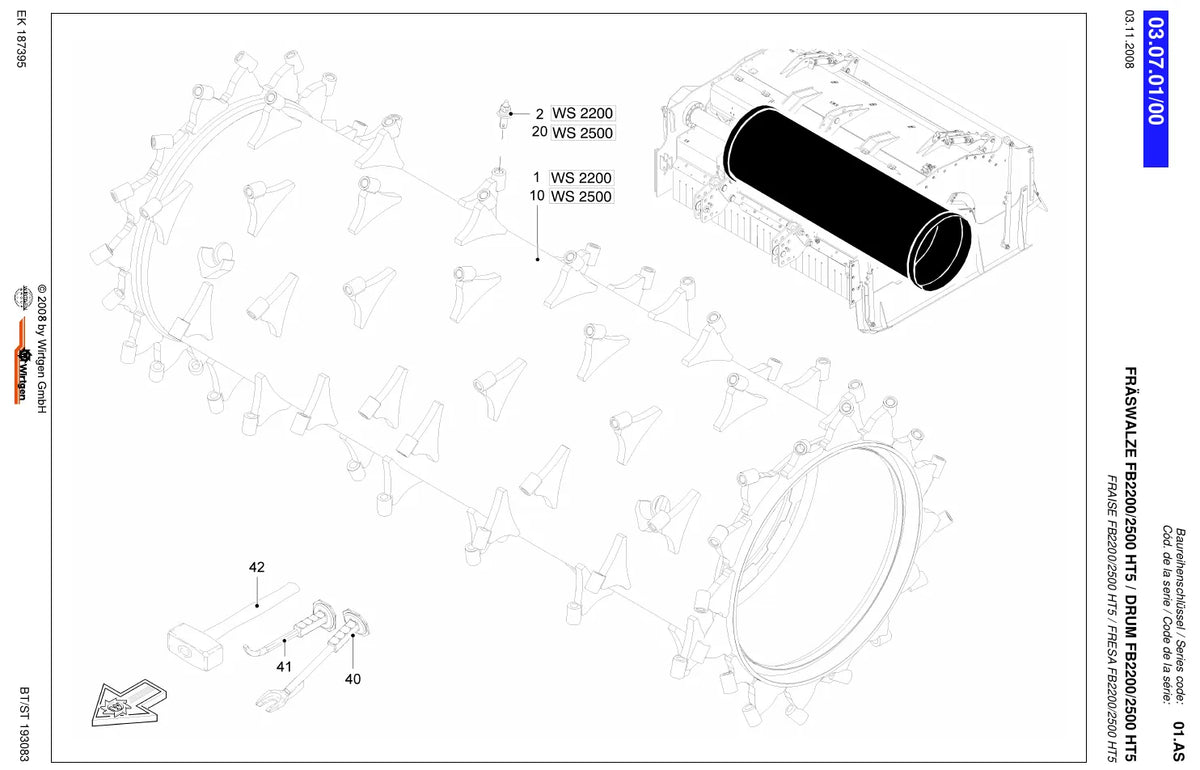 Catálogo de Peças Wirtgen WS 2500 e WS 2200 (01.AS) — amostra 4 de página interna do documento