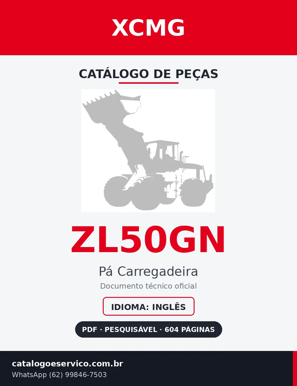 Capa Catálogo de Peças XCMG ZL50GN Pá Carregadeira