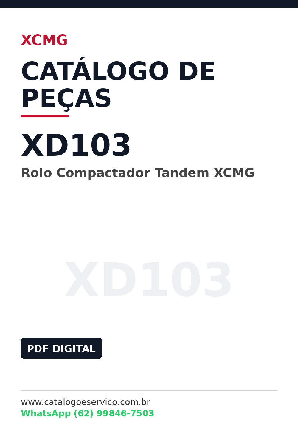 Catálogo de Peças XD103 XCMG Rolo Compactador Tandem
