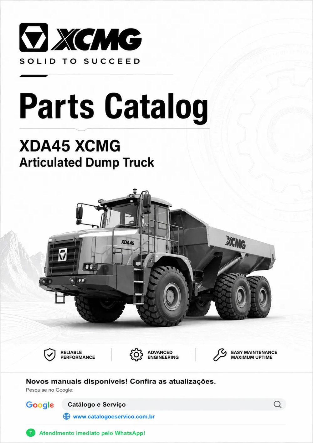 Catálogo de Peças XE215DA XCMG Escavadeira