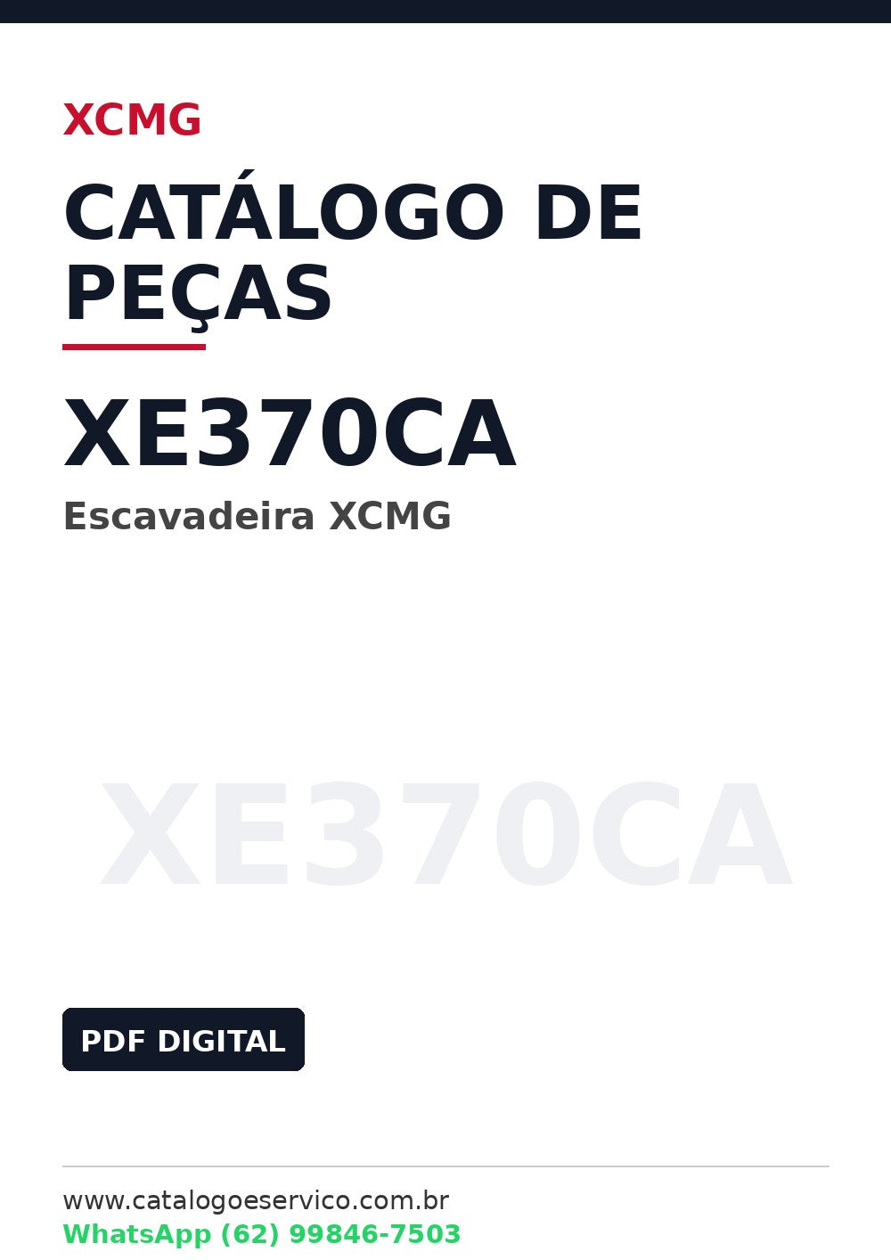 Catálogo de Peças XE370CA XCMG Escavadeira