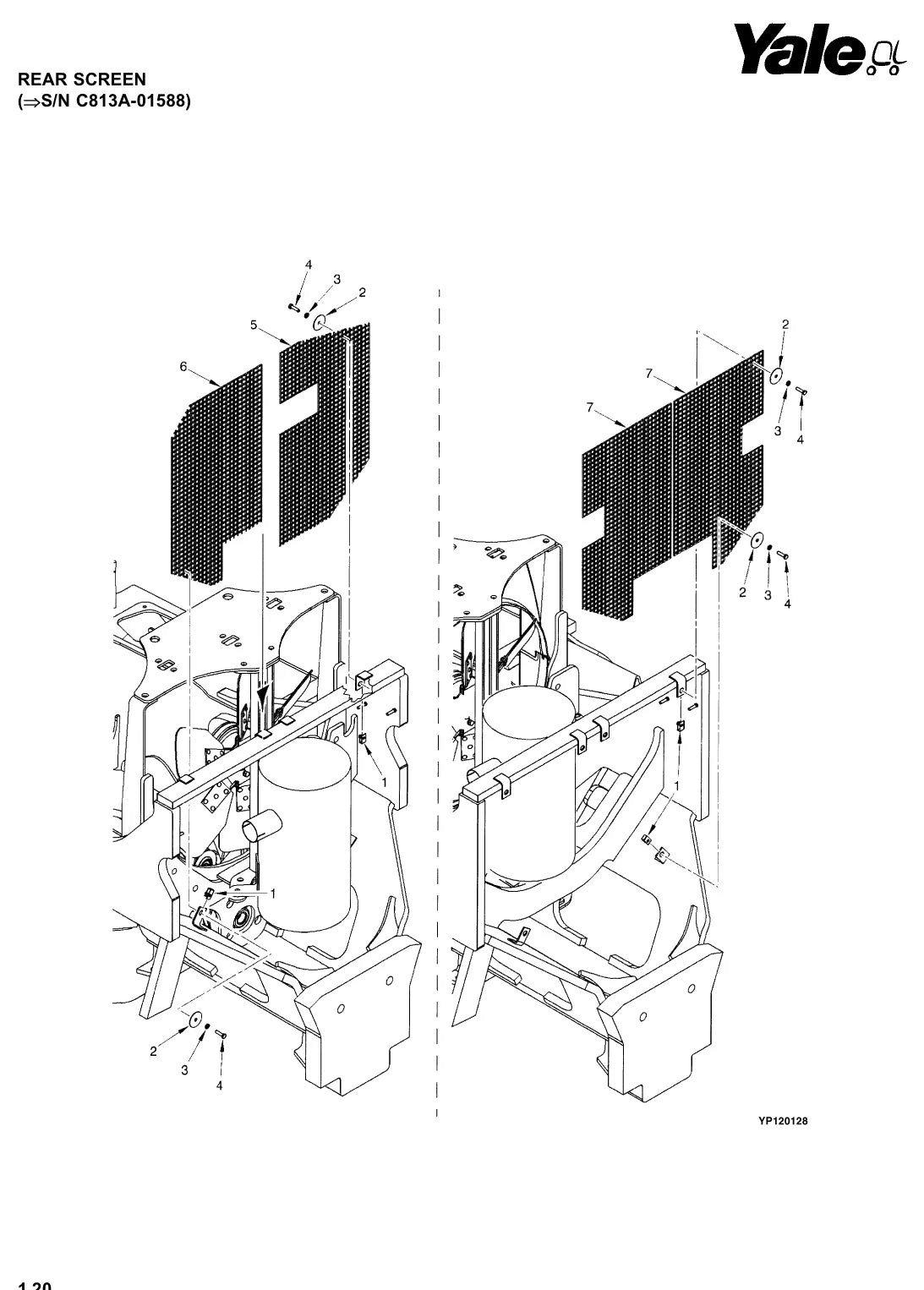 Vista explodida do Catálogo de Peças Yale GDP/GLP35-55LJ/MJ série C813 — figura 1