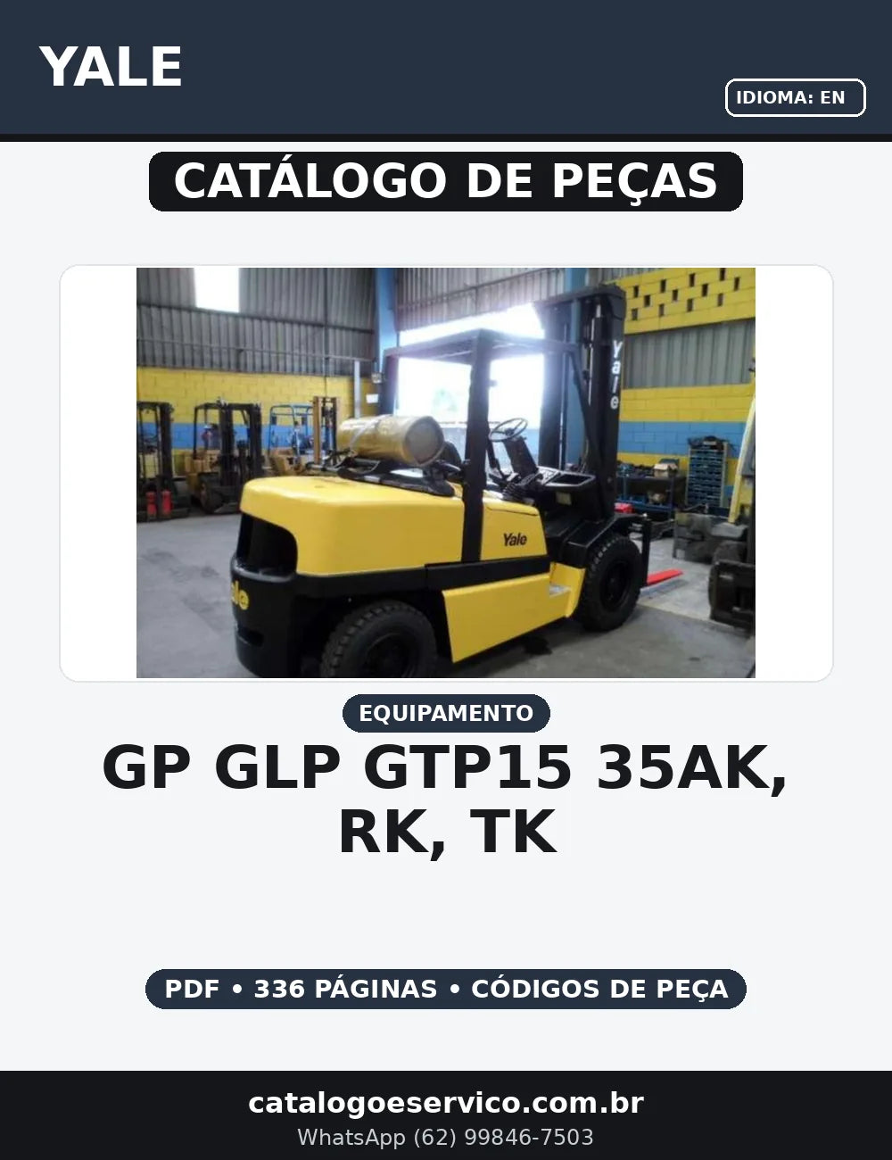 CATÁLOGO DE PEÇAS YALE - GP / GLP / GTP15-35AK, RK, TK — capa do catálogo de peças