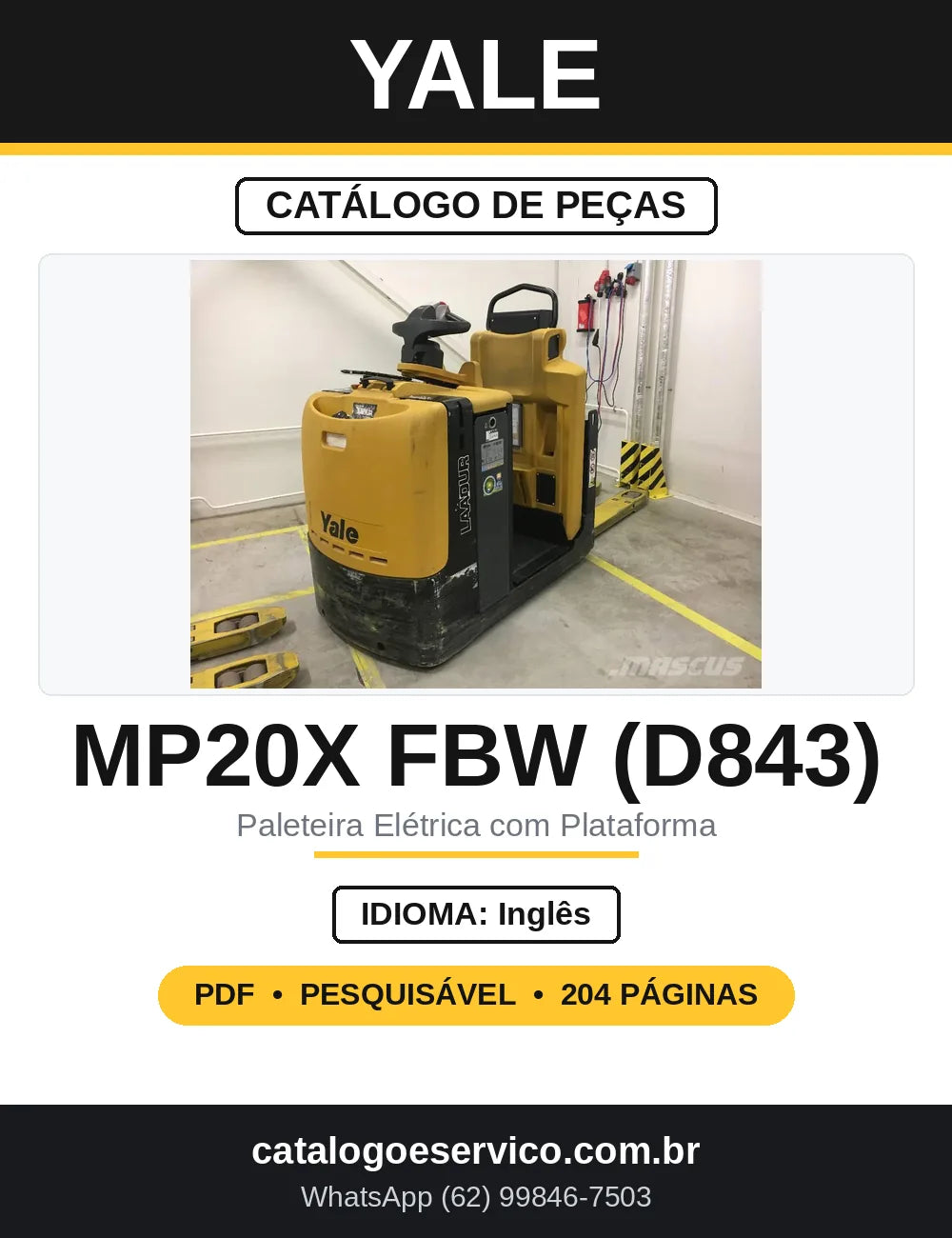 Catálogo de Peças Yale MP20X FBW Fixed série D843 — capa