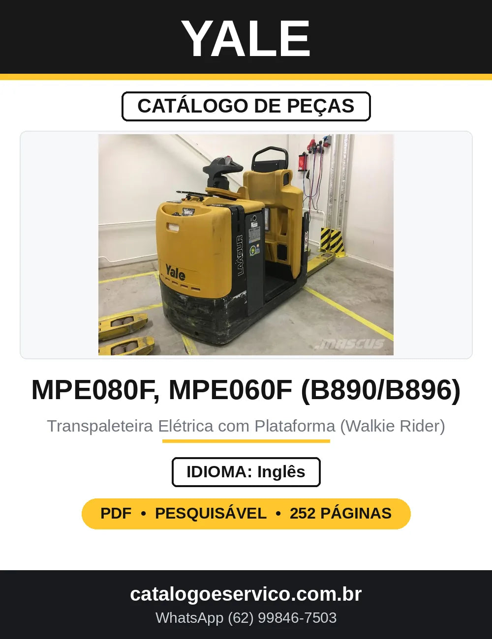 Catálogo de Peças Yale MPE080F MPE060F B890 B896 — capa