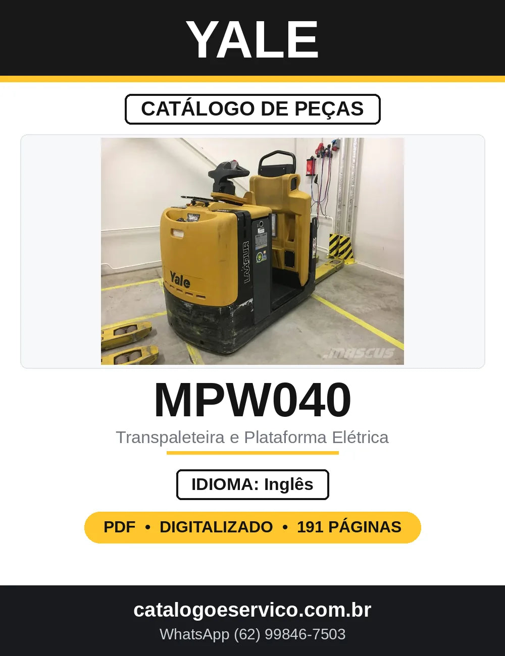 Catálogo de Peças Yale MPW MPE MPC MLW MLE 4000 a 8000 lb — capa