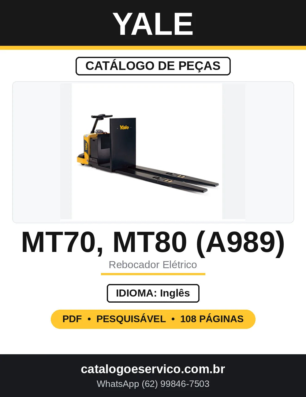 Catálogo de Peças Yale MT70 MT80 A989 — capa