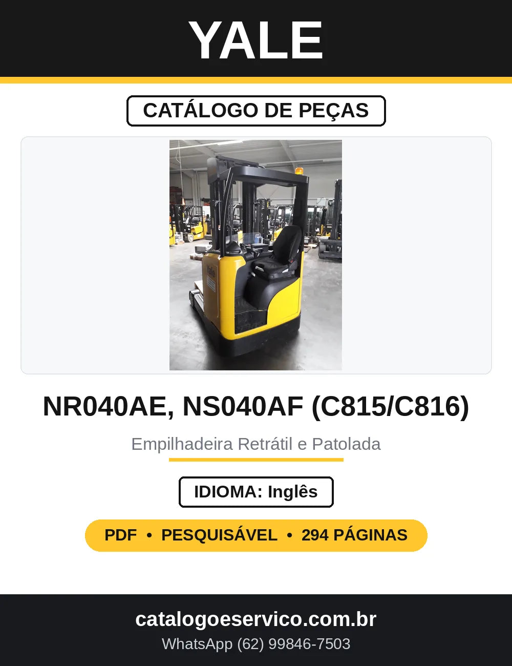 Catálogo de Peças Yale NR040AE NS040AF C815 C816 — capa