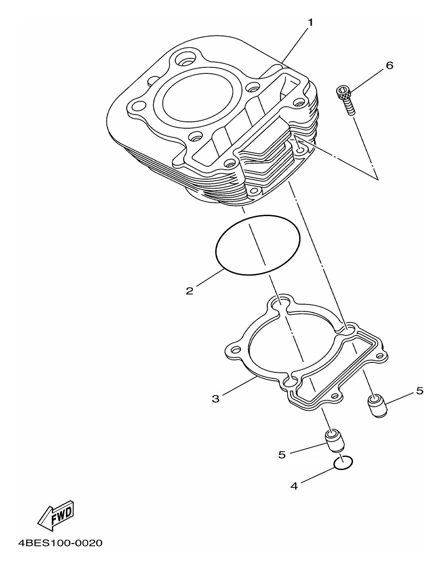 YAMAHA TDM 225 — cilindro e junta de base — Catálogo de Peças
