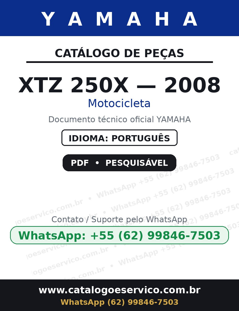 YAMAHA XTZ 250X — 2008 — Catálogo de Peças